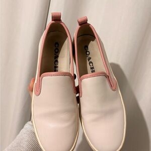Coach Women's Pink and Cream Slip-On Sneakers